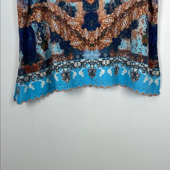 Soft Surrounds Sharron Short Sleeve Artwear Women's 1X Multicolor Bohemian Top - Picture 6 of 9